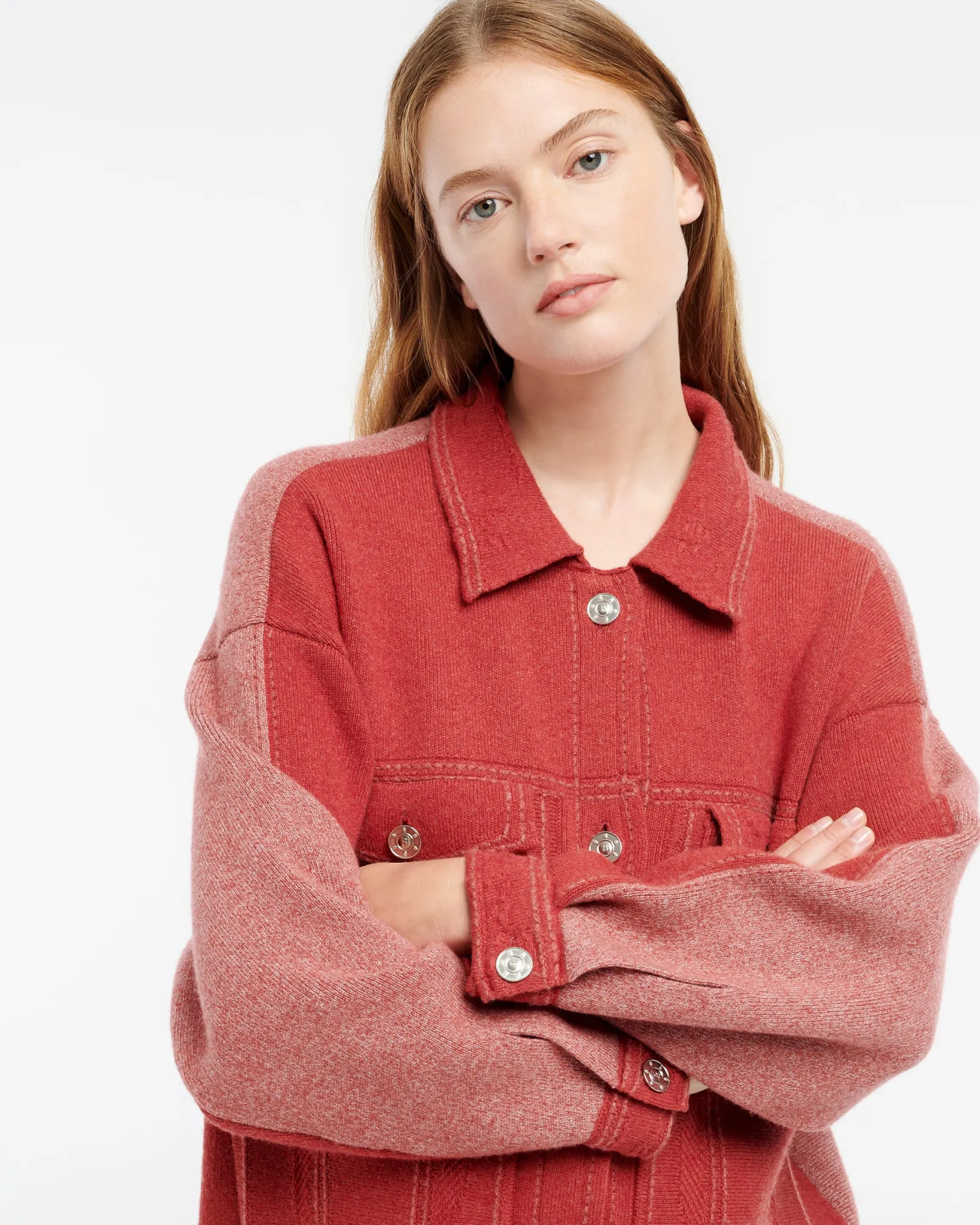Women Barrie Denim patchwork oversized cashmere and cotton jacket