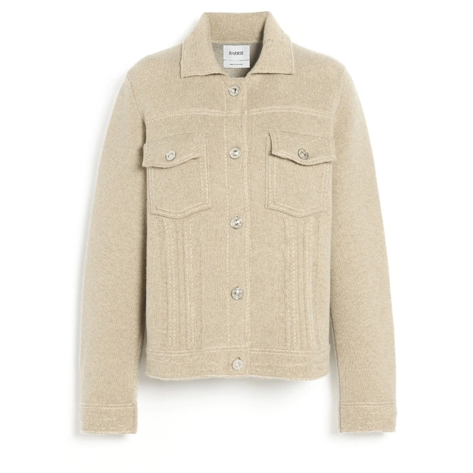 Women Barrie Denim patchwork regular cashmere and cotton jacket