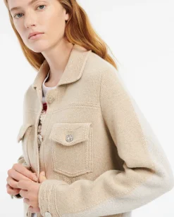 Women Barrie Denim patchwork regular cashmere and cotton jacket