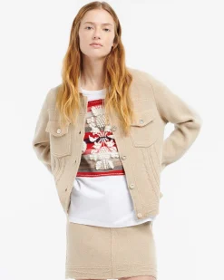 Women Barrie Denim patchwork regular cashmere and cotton jacket