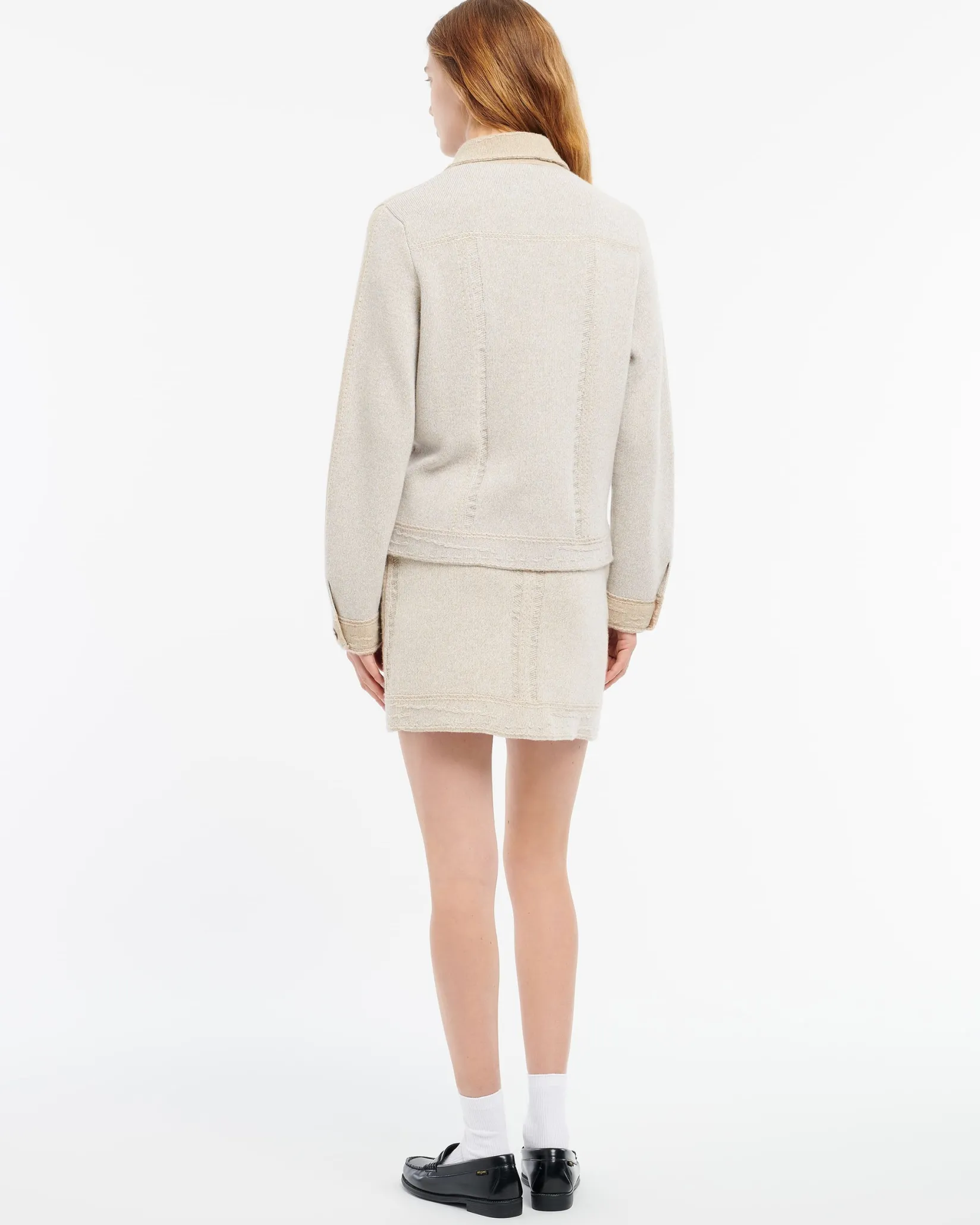 Women Barrie Denim patchwork regular cashmere and cotton jacket