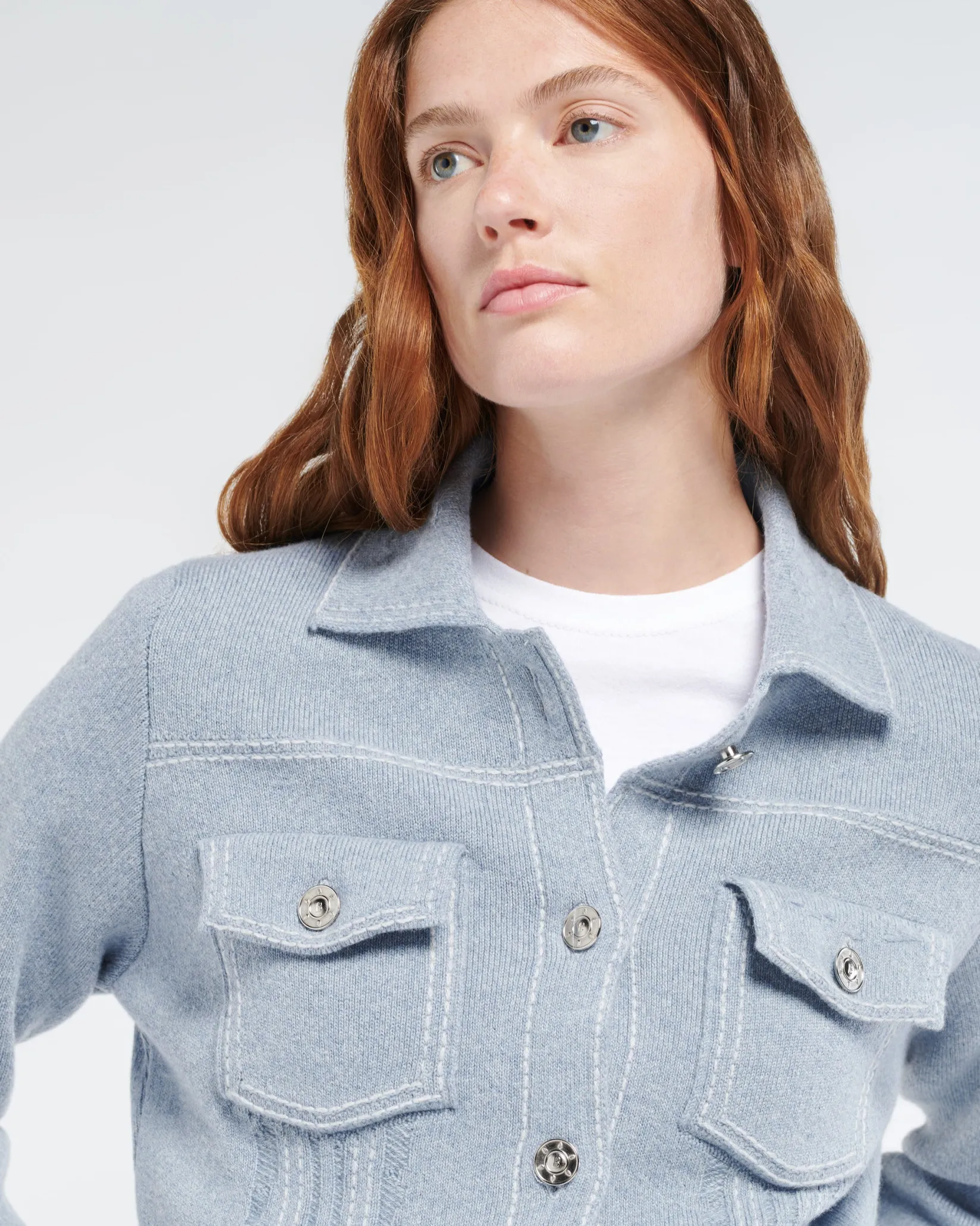 Women Barrie Denim regular cashmere and cotton jacket