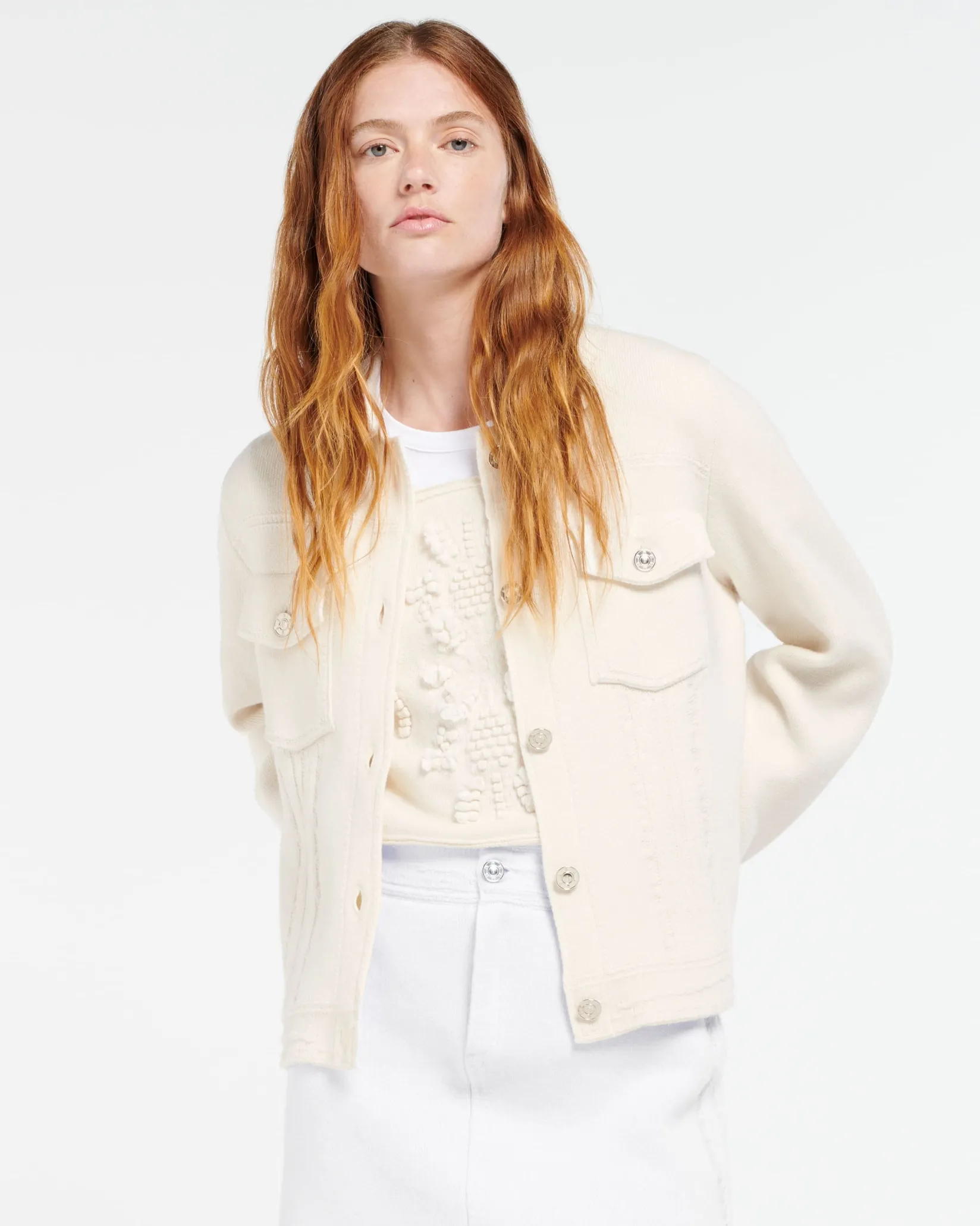 Women Barrie Denim regular cashmere and cotton jacket