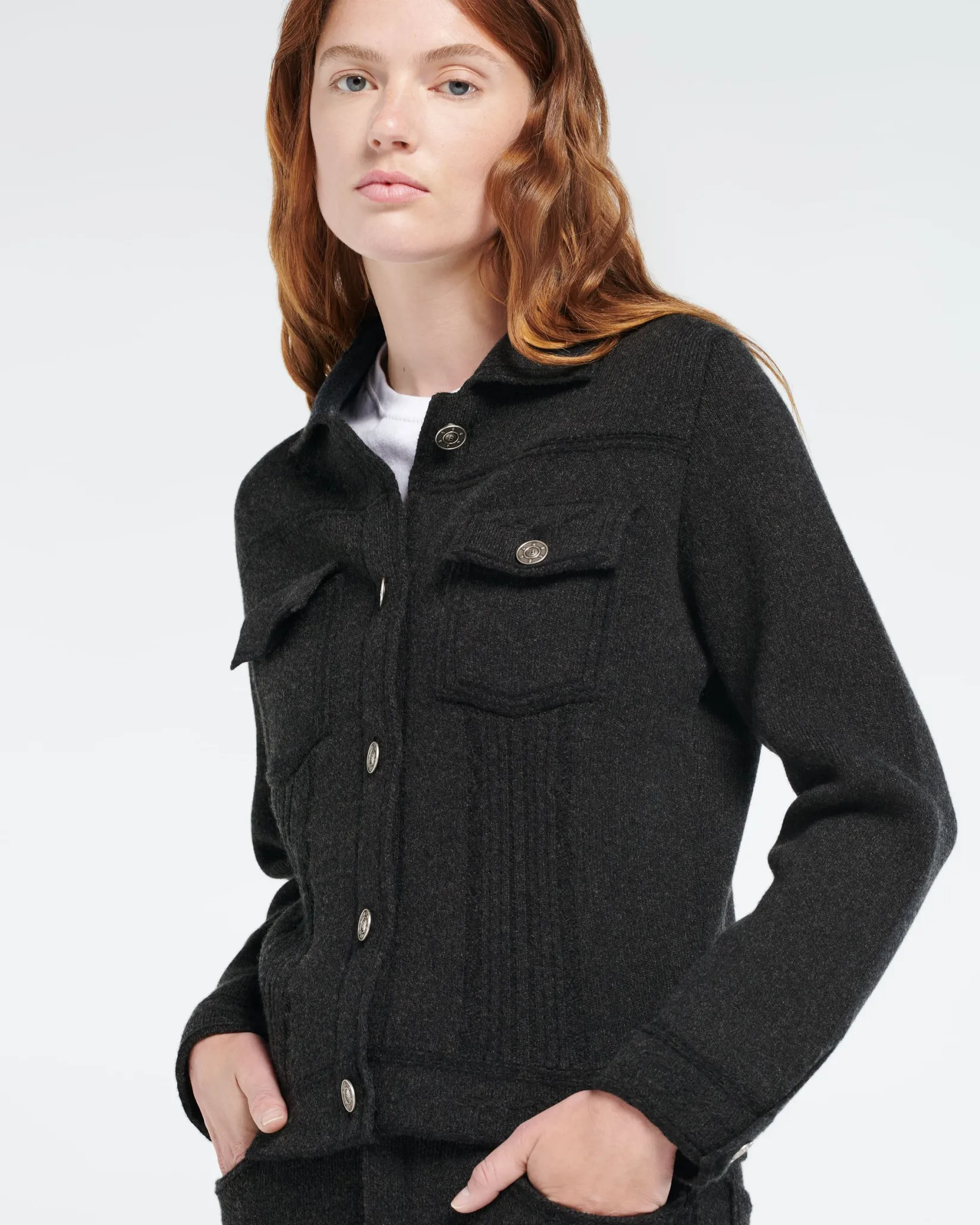 Women Barrie Denim regular cashmere and cotton jacket