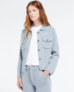 Women Barrie Denim regular cashmere and cotton jacket