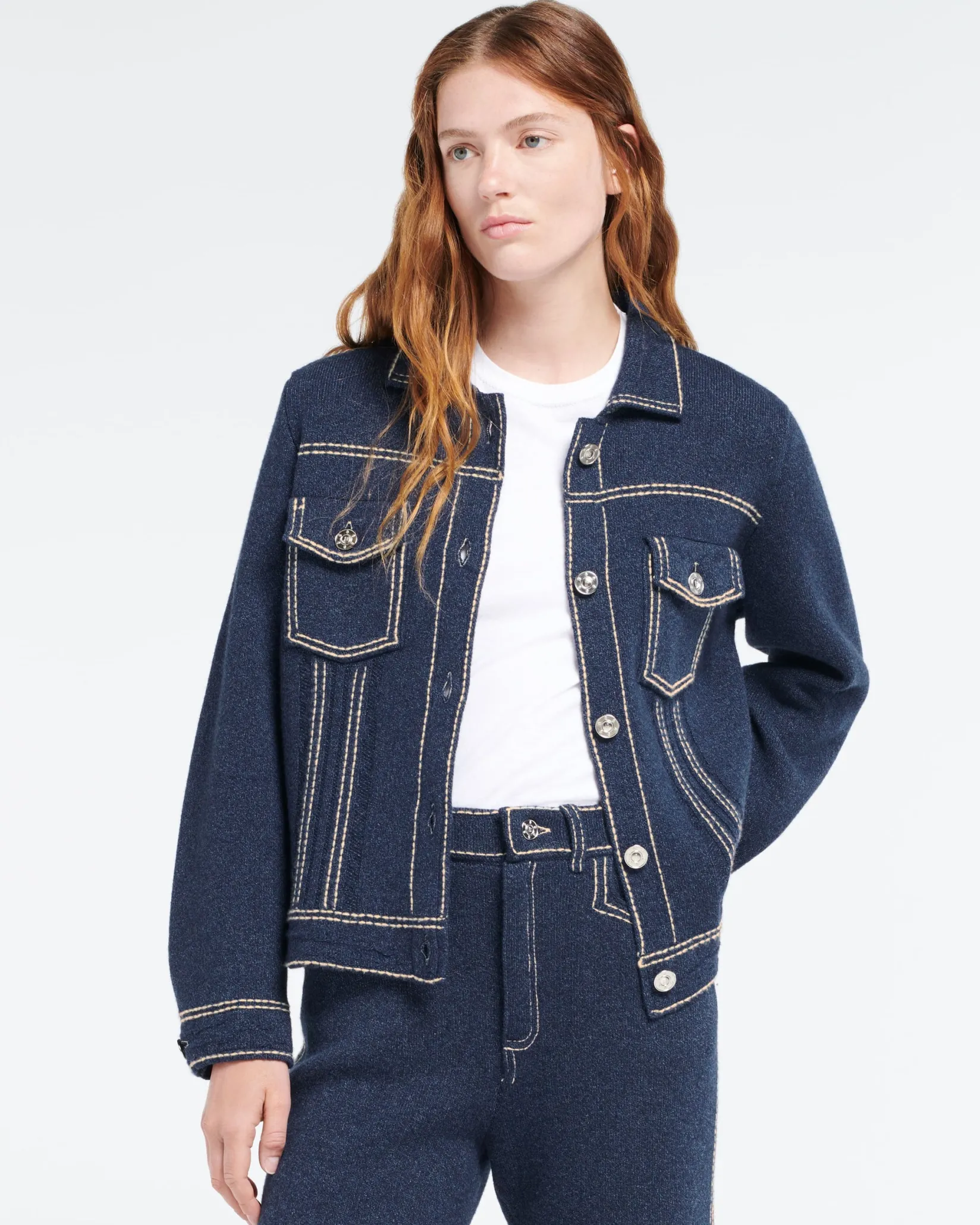 Women Barrie Denim regular cashmere and cotton jacket