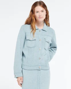 Women Barrie Denim regular cashmere and cotton jacket