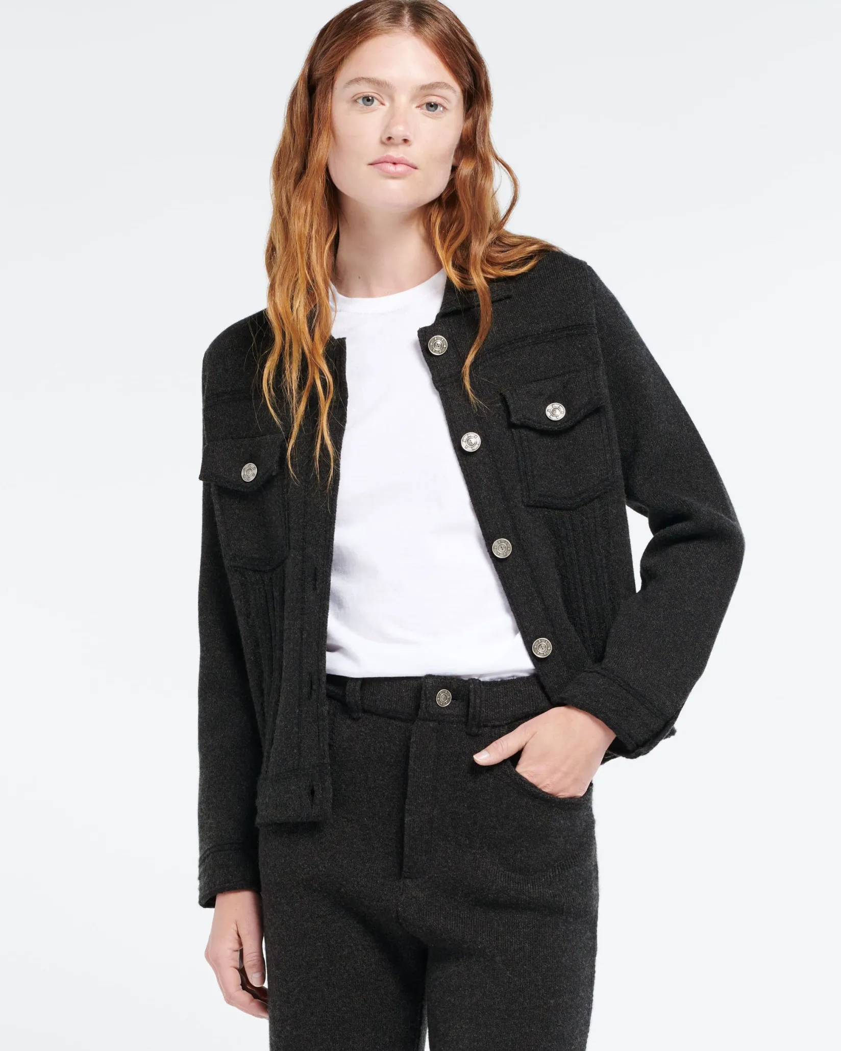 Women Barrie Denim regular cashmere and cotton jacket