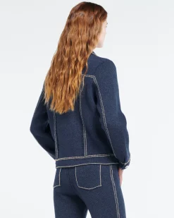 Women Barrie Denim regular cashmere and cotton jacket