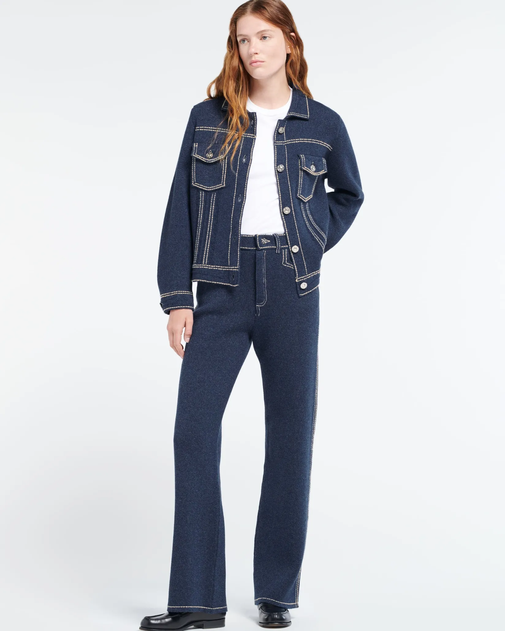 Women Barrie Denim regular cashmere and cotton jacket