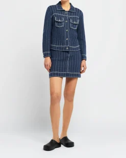 Women Barrie Denim Uniform cashmere and cotton skirt