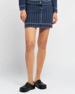 Women Barrie Denim Uniform cashmere and cotton skirt