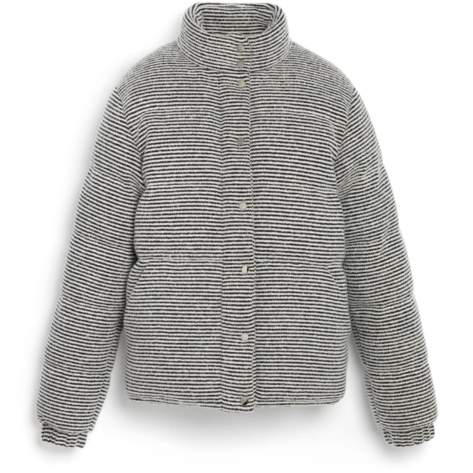 Women Barrie Down jacket in cashmere, wool and silk with thin stripes