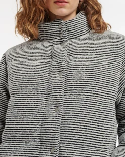 Women Barrie Down jacket in cashmere, wool and silk with thin stripes