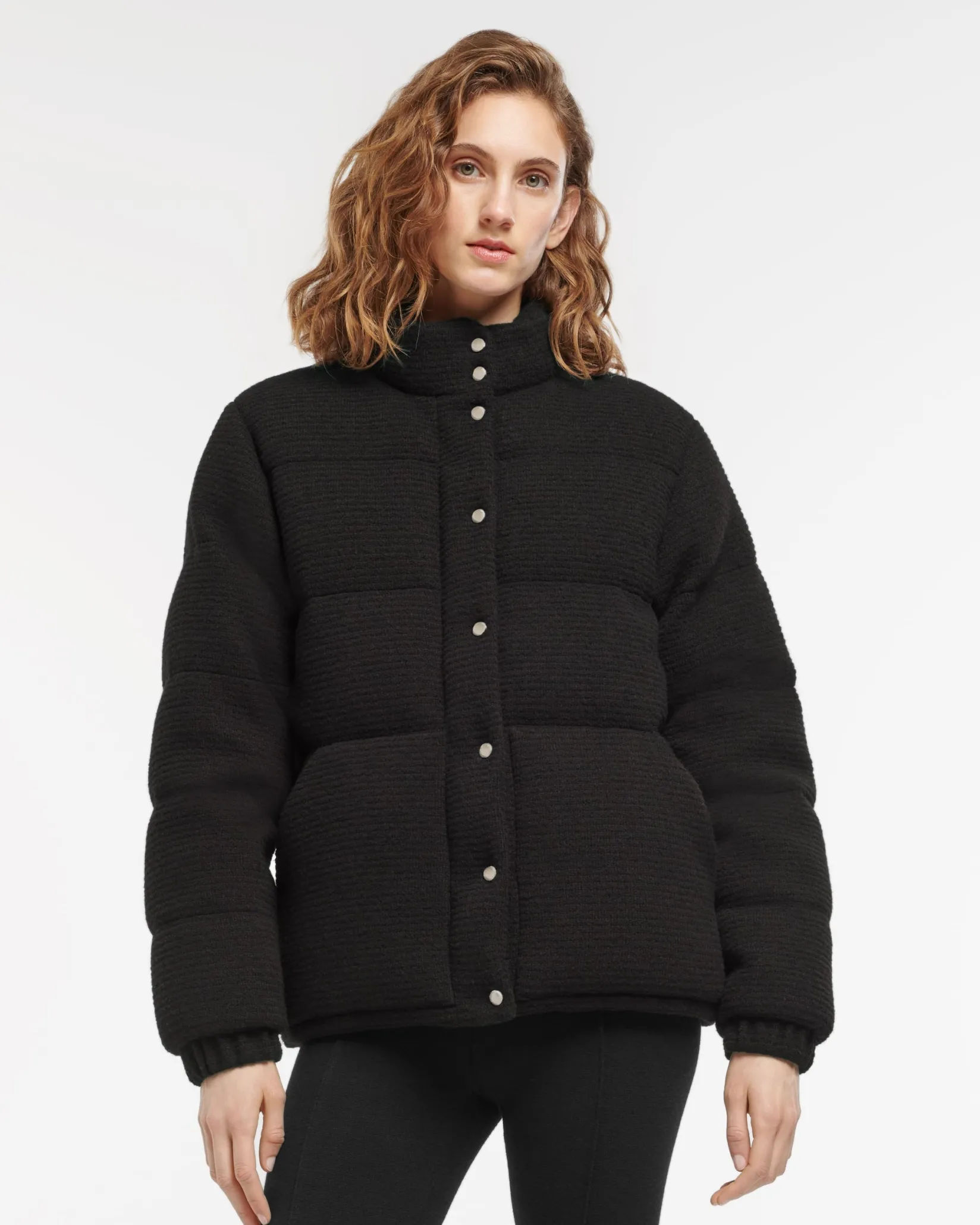 Women Barrie Down jacket in cashmere, wool and silk with thin stripes