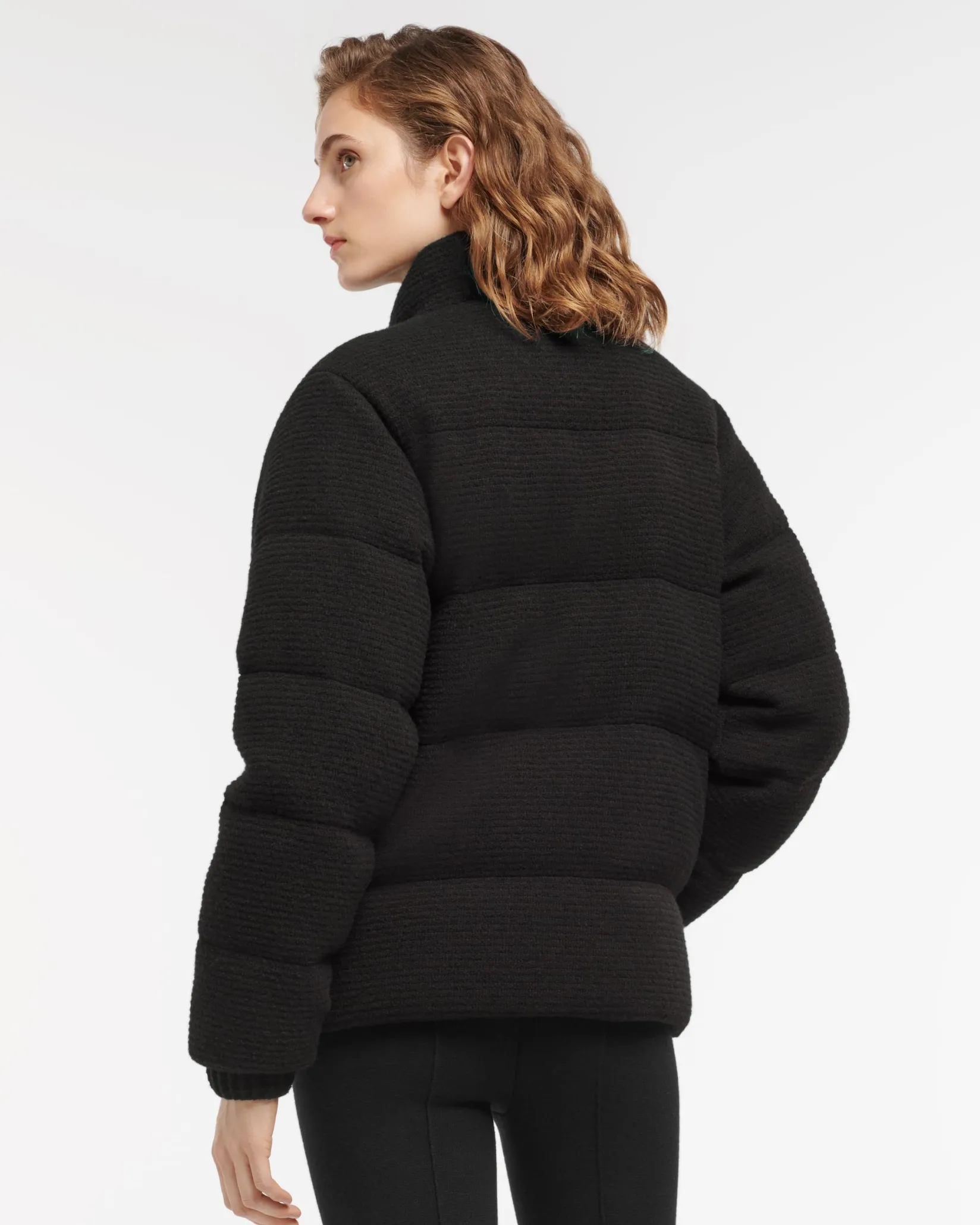 Women Barrie Down jacket in cashmere, wool and silk with thin stripes