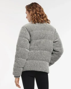 Women Barrie Down jacket in cashmere, wool and silk with thin stripes