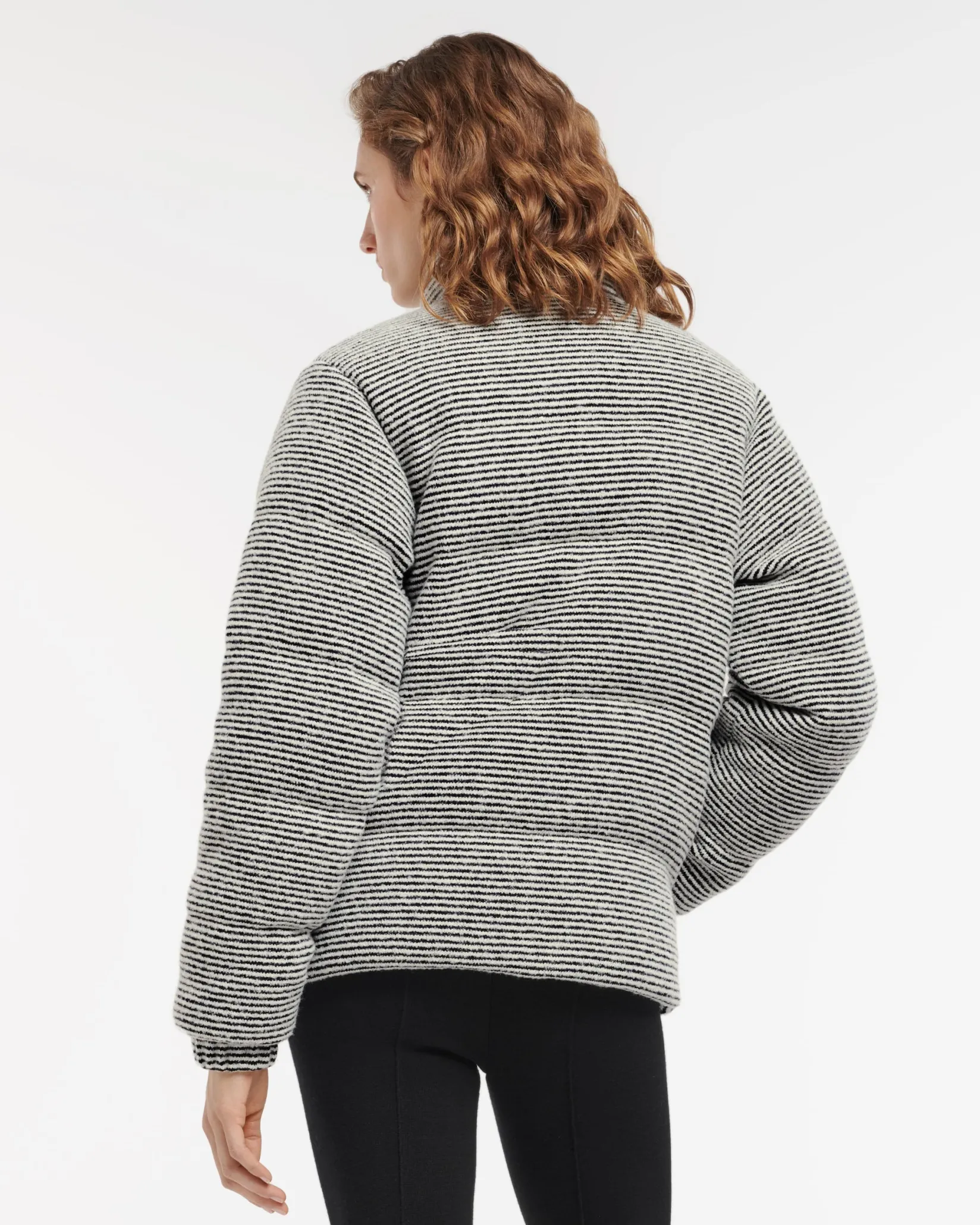 Women Barrie Down jacket in cashmere, wool and silk with thin stripes