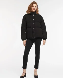 Women Barrie Down jacket in cashmere, wool and silk with thin stripes