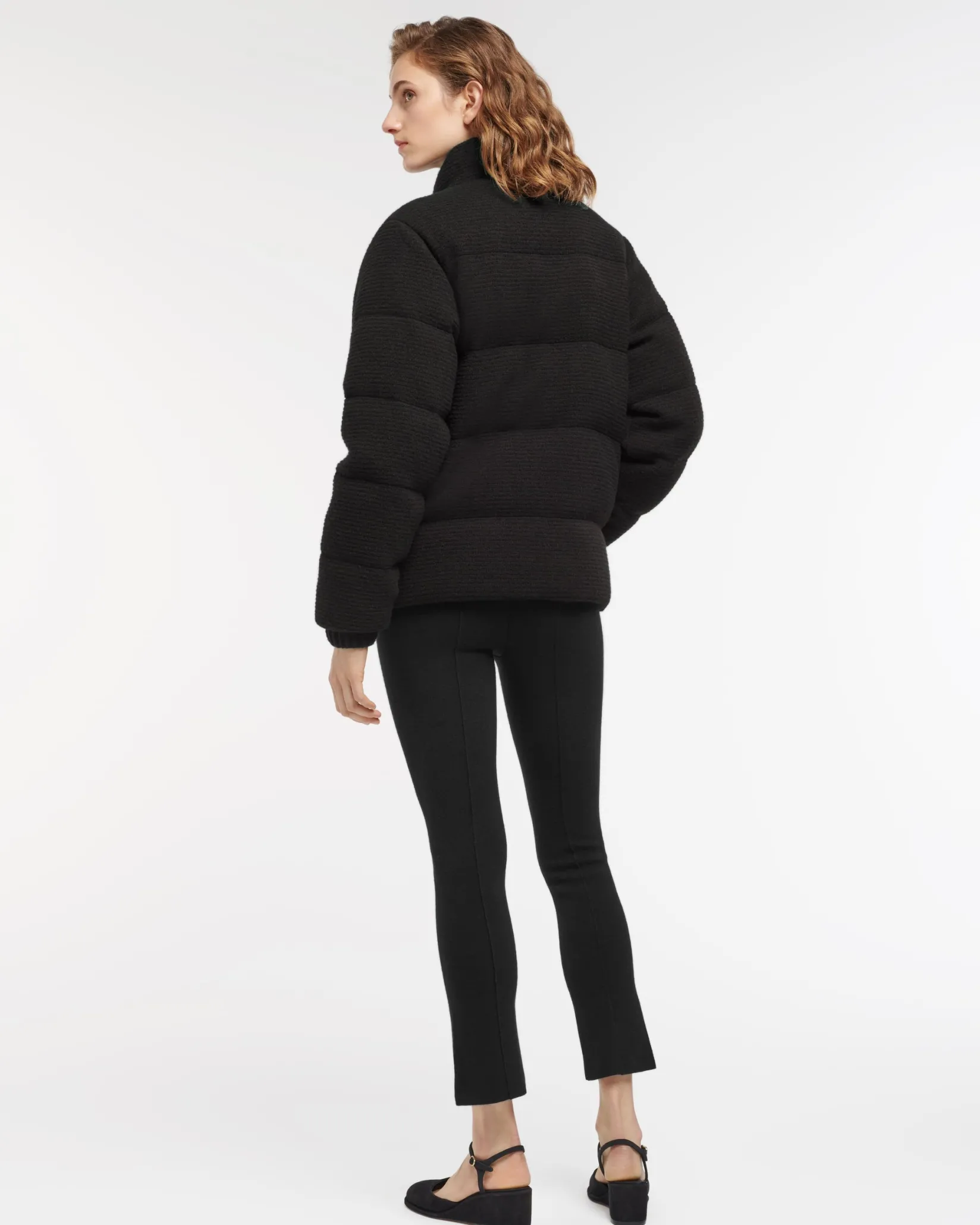 Women Barrie Down jacket in cashmere, wool and silk with thin stripes