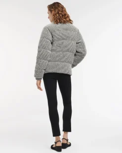 Women Barrie Down jacket in cashmere, wool and silk with thin stripes