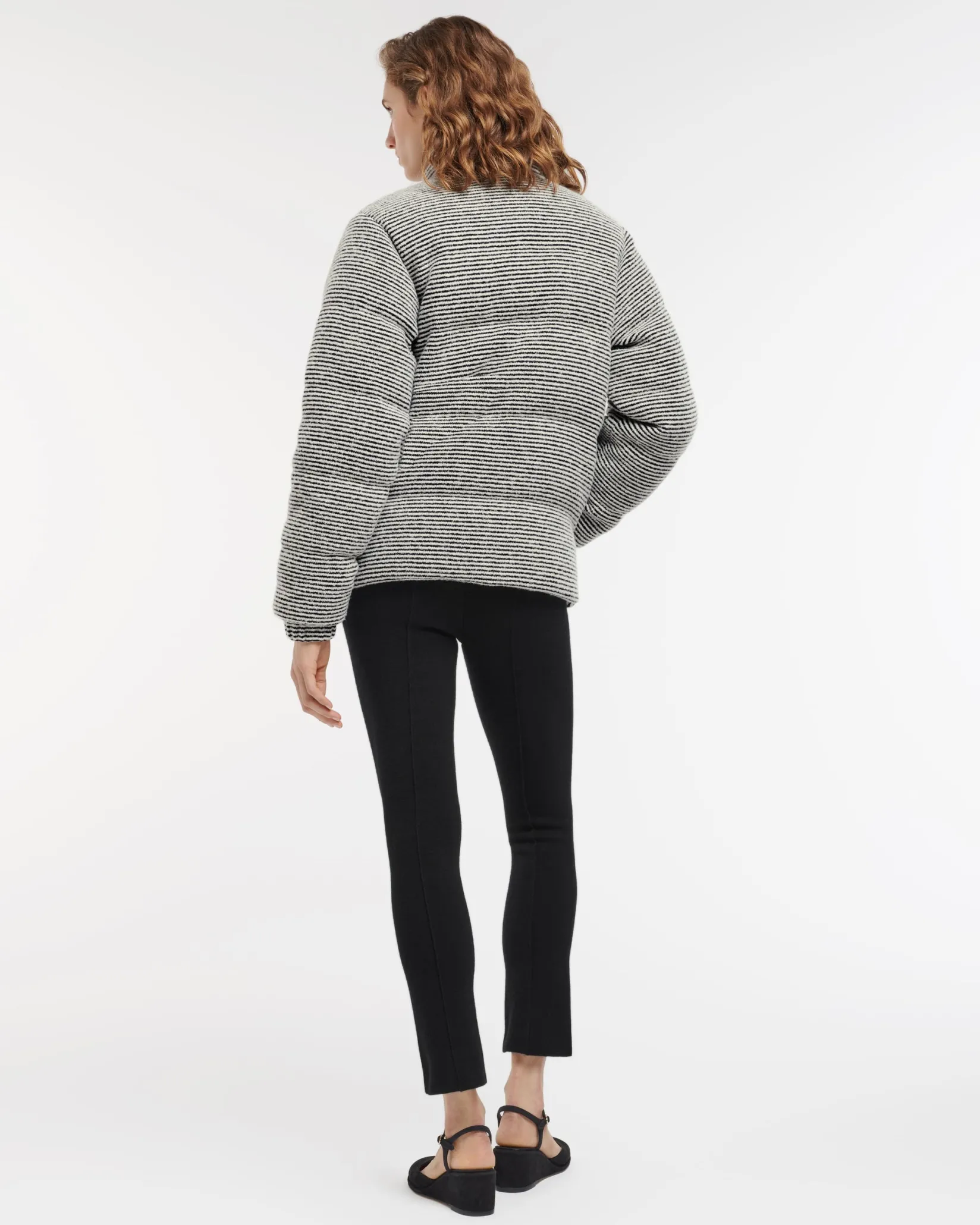Women Barrie Down jacket in cashmere, wool and silk with thin stripes
