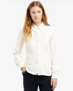 Women Barrie Fitted cashmere and cotton striped shirt