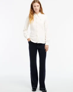 Women Barrie Fitted cashmere and cotton striped shirt