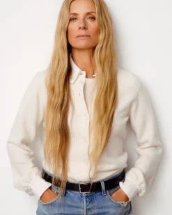 Women Barrie Fitted cashmere and cotton striped shirt