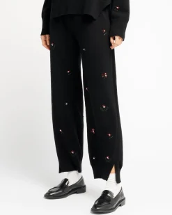 Women Barrie Iconic embroidered trousers in cashmere