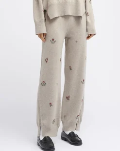 Women Barrie Iconic embroidered trousers in cashmere