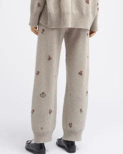 Women Barrie Iconic embroidered trousers in cashmere