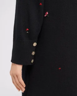 Women Barrie Iconic long dress in cashmere with floral embroidery