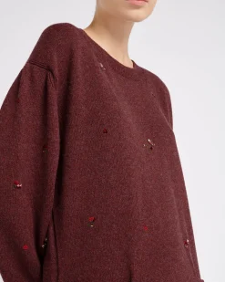 Women Barrie Iconic long dress in cashmere with floral embroidery