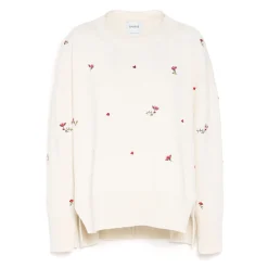 Women Barrie Iconic oversized jumper in cashmere with floral embroidery