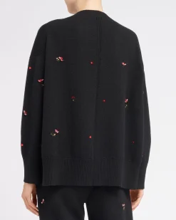 Women Barrie Iconic oversized jumper in cashmere with floral embroidery