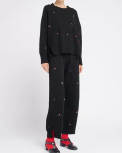 Women Barrie Iconic oversized jumper in cashmere with floral embroidery