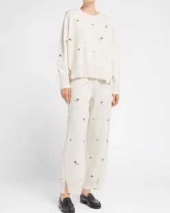 Women Barrie Iconic oversized jumper in cashmere with floral embroidery