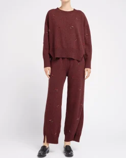 Women Barrie Iconic oversized jumper in cashmere with floral embroidery