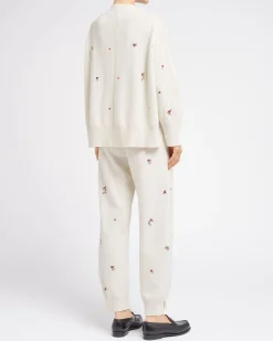 Women Barrie Iconic oversized jumper in cashmere with floral embroidery