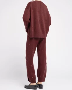 Women Barrie Iconic oversized jumper in cashmere with floral embroidery