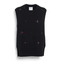 Women Barrie Iconic sleeveless jumper in cashmere with floral embroidery
