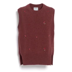 Women Barrie Iconic sleeveless jumper in cashmere with floral embroidery