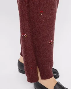 Women Barrie Iconic trousers in cashmere with floral embroidery