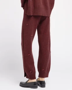 Women Barrie Iconic trousers in cashmere with floral embroidery