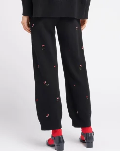 Women Barrie Iconic trousers in cashmere with floral embroidery