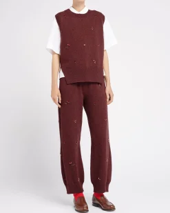 Women Barrie Iconic trousers in cashmere with floral embroidery