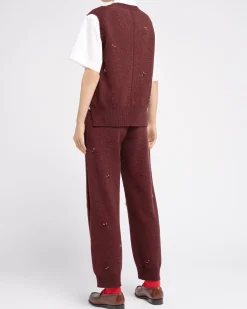 Women Barrie Iconic trousers in cashmere with floral embroidery