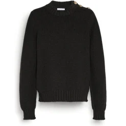 Women Barrie Jumper in chunky cashmere with gold buttons