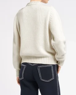 Women Barrie Jumper in chunky cashmere with gold buttons